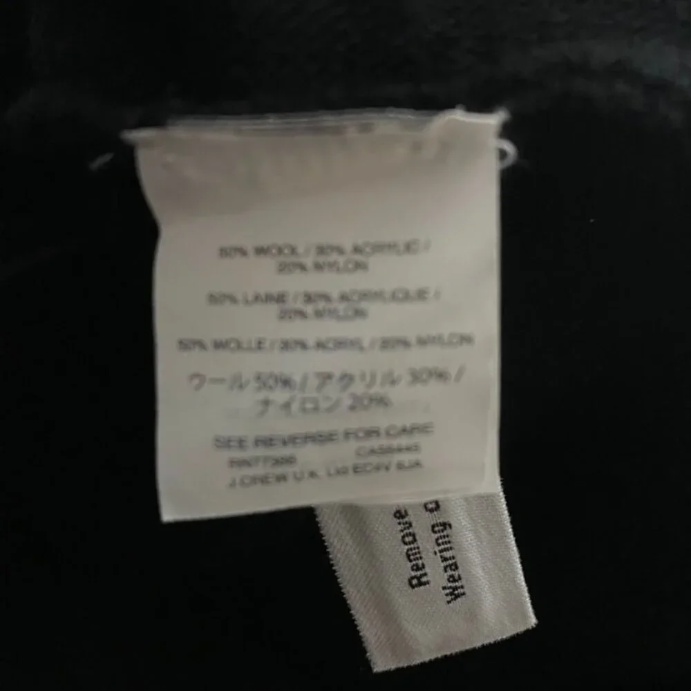 J. Crew black tie front bow black boat neck sweater XXS wool blend NWT